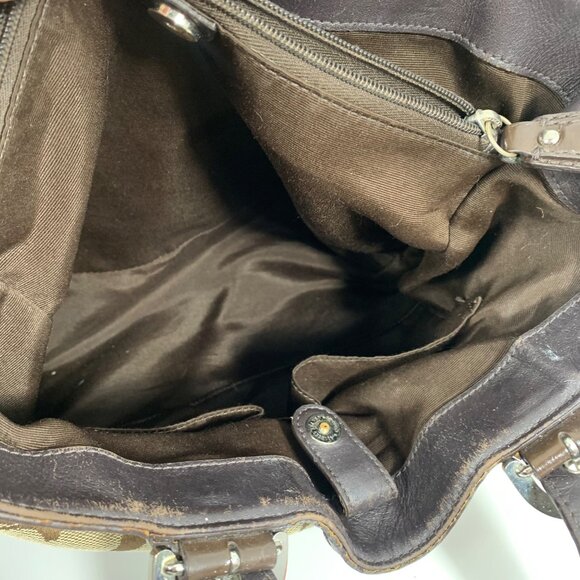 COACH Signature Soho Jacquard/Leather Tote Handbag Triple Entry Satchel F17401 - Picture 14 of 15